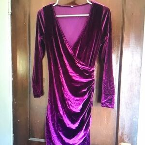 Elegant Purple Velvet Wrap Dress